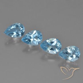 3.23 ctw Blue Topaz Stones, Natural Topaz in Pear Facet Shape for Sale
