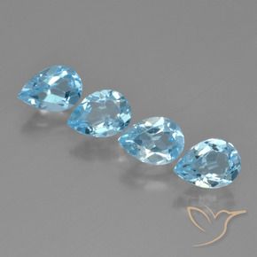 3.43 ctw Blue Topaz Stones, Natural Topaz in Pear Facet Shape for Sale