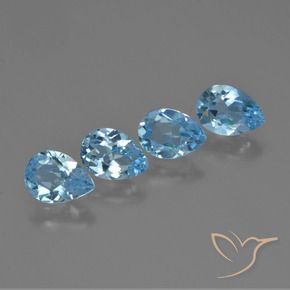 3.31 ctw Blue Topaz Stones, Natural Topaz in Pear Facet Shape for Sale