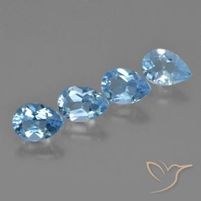 3.14 ctw Blue Topaz Stones, Natural Topaz in Pear Facet Shape for Sale