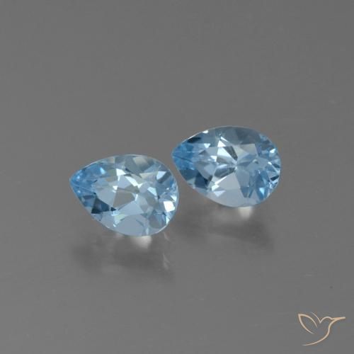 1.81 ctw Blue Topaz Stones, Natural Topaz in Pear Facet Shape for Sale