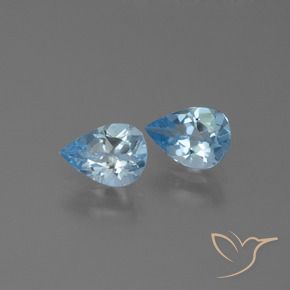 1.52 ctw Blue Topaz Stones, Natural Topaz in Pear Facet Shape for Sale