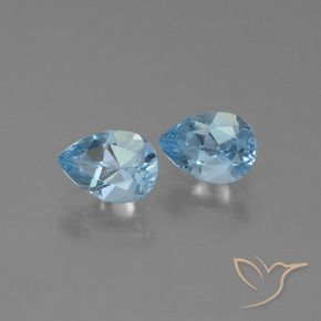 1.76 ctw Blue Topaz Stones, Natural Topaz in Pear Facet Shape for Sale