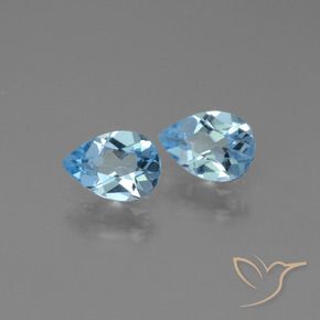 1.60 ctw Blue Topaz Stones, Natural Topaz in Pear Facet Shape for Sale