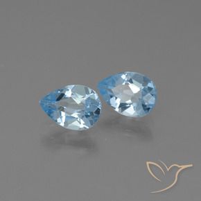 1.64 ctw Blue Topaz Stones, Natural Topaz in Pear Facet Shape for Sale