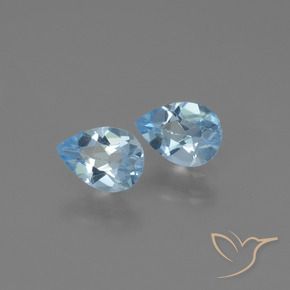 1.60 ctw Blue Topaz Stones, Natural Topaz in Pear Facet Shape for Sale