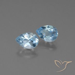 1.65 ctw Blue Topaz Stones, Natural Topaz in Pear Facet Shape for Sale
