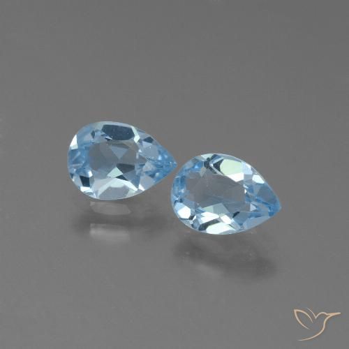 1.65 ct Sky Blue Topaz, 7.2 x 5.1 mm Pear Cut From Brazil, Photo A