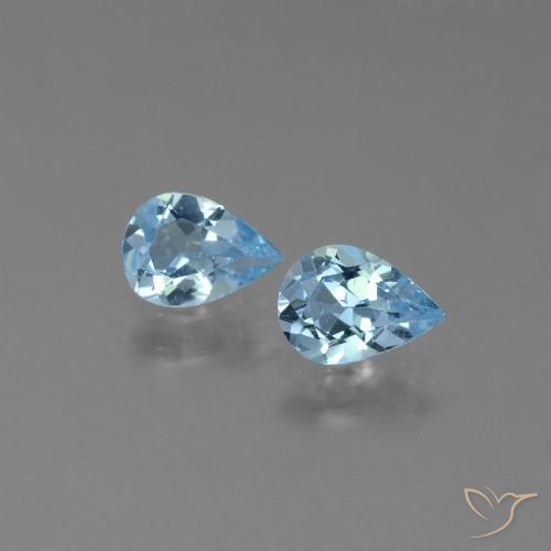 1.27 ct Loose Sky Blue Topaz, 6.9 x 4.9 mm Pear Cut From Brazil, Photo A