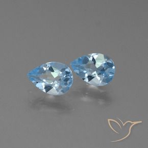1.64 ctw Blue Topaz Stones, Natural Topaz in Pear Facet Shape for Sale