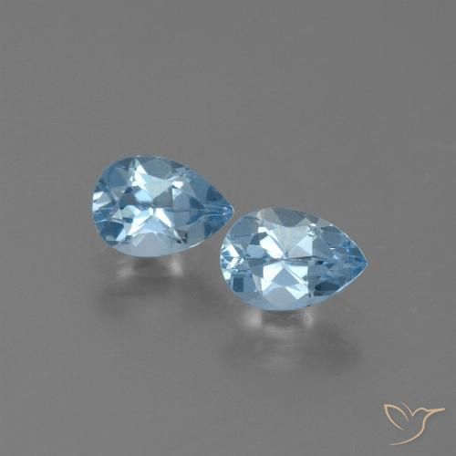 1.72 ct Loose Sky Blue Topaz, 7.1 x 5.1 mm Pear Cut From Brazil, Photo A