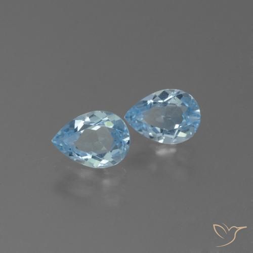 1.68 ctw Blue Topaz Stones, Natural Topaz in Pear Facet Shape for Sale