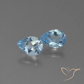 1.64 ctw Blue Topaz Stones, Natural Topaz in Pear Facet Shape for Sale
