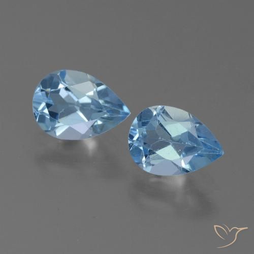 1.67 ct Swiss Blue Topaz, 7 x 5 mm Pear Cut From Brazil, Photo A
