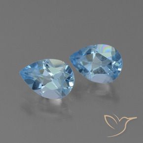 1.67 ctw Blue Topaz Stones, Natural Topaz in Pear Facet Shape for Sale
