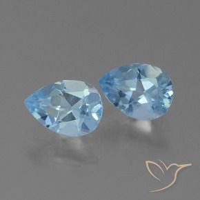 1.77 ctw Blue Topaz Stones, Natural Topaz in Pear Facet Shape for Sale