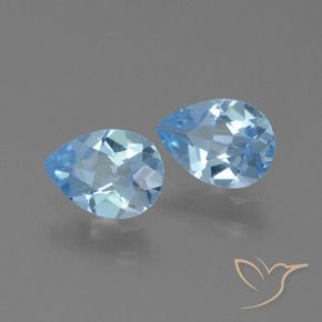 1.53 ctw Blue Topaz Stones, Natural Topaz in Pear Facet Shape for Sale