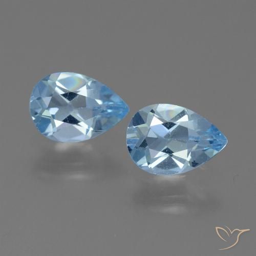 1.54 ct Swiss Blue Topaz, 7.2 x 5 mm Pear Cut From Brazil, Photo A