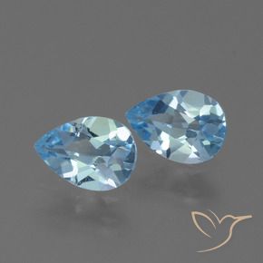1.57 ctw Blue Topaz Stones, Natural Topaz in Pear Facet Shape for Sale