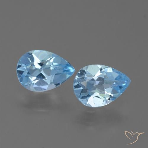 1.6 ct Loose Sky Blue Topaz, 7.1 x 5.2 mm Pear Cut From Brazil, Photo A