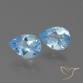 1.60 ctw Blue Topaz Stones, Natural Topaz in Pear Facet Shape for Sale
