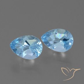 1.87 ctw Blue Topaz Stones, Natural Topaz in Pear Facet Shape for Sale