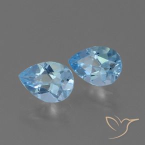 1.64 ctw Blue Topaz Stones, Natural Topaz in Pear Facet Shape for Sale