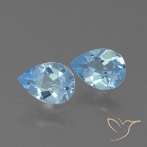 1.64 ctw Blue Topaz Stones, Natural Topaz in Pear Facet Shape for Sale