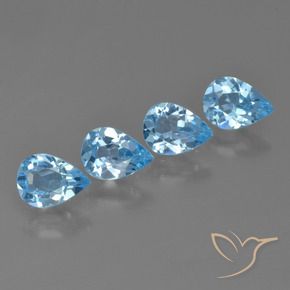 2.87 ctw Blue Topaz Stones, Natural Topaz in Pear Facet Shape for Sale