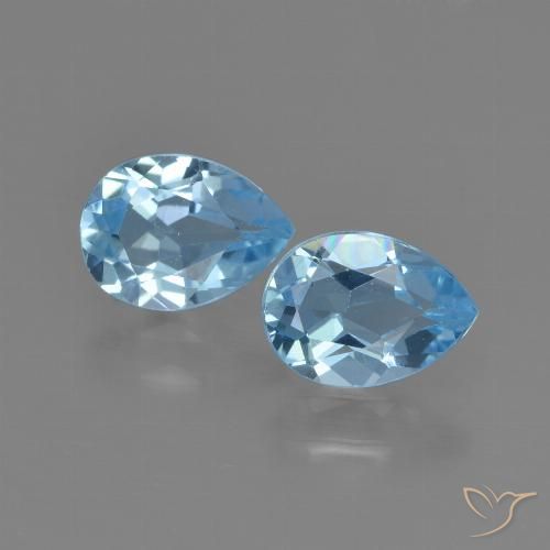 1.7 ct Sky Blue Topaz, 7.1 x 5.1 mm Pear Cut From Brazil, Photo A