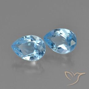 1.70 ctw Blue Topaz Stones, Natural Topaz in Pear Facet Shape for Sale