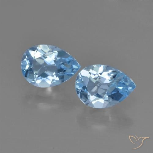 1.79 ct Loose Swiss Blue Topaz, 7.2 x 5.2 mm Pear Cut From Brazil, Photo A