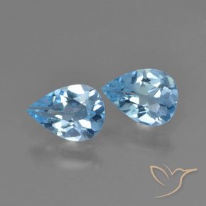 1.40 ctw Blue Topaz Stones, Natural Topaz in Pear Facet Shape for Sale