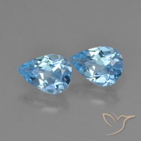 1.53 ctw Blue Topaz Stones, Natural Topaz in Pear Facet Shape for Sale