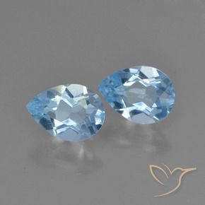 1.56 ctw Blue Topaz Stones, Natural Topaz in Pear Facet Shape for Sale