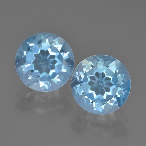 2 pezzi topazio blu Rotondo abbinato di dimensioni 8,2mm, peso 4,89 ct totali / media. 2,45 ct ciascuno, giallo in purezza VVS-VS, gemma naturale , durezza Mohs 8 adatto per gioielli da indossare ogni giorno , Venerdì Gemma Friday, Photo A