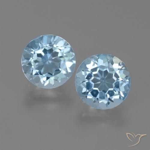 4.92 ct Loose Sky Blue Topaz, 8.2 mm Round Cut From Brazil, Photo A