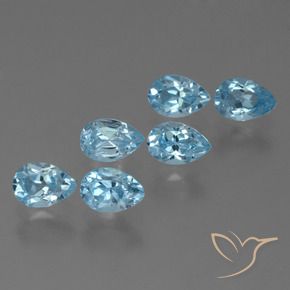 3.55 ctw Blue Topaz Stones, Natural Topaz in Pear Facet Shape for Sale