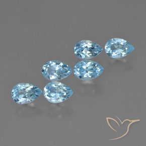 3.36 ctw Blue Topaz Stones, Natural Topaz in Pear Facet Shape for Sale