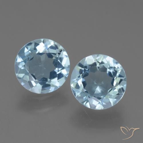 4.29 ct Loose Sky Blue Topaz, 8.1 mm Round Cut From Brazil, Photo A