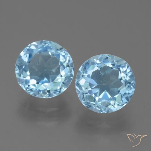 4.97 ct Loose Sky Blue Topaz, 8.1 mm Round Cut From Brazil, Photo A