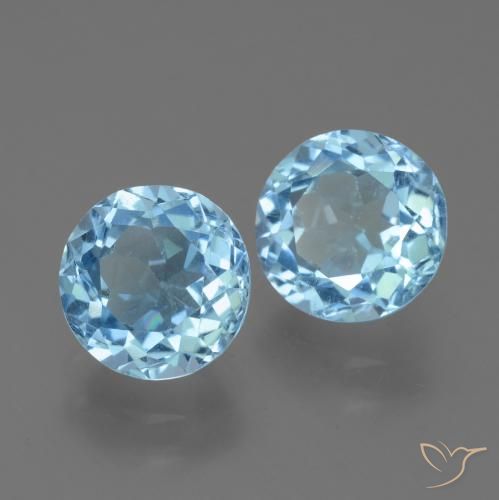 4.97 ctw Blue Topaz Stones, Natural Topaz in Round Facet Shape for Sale