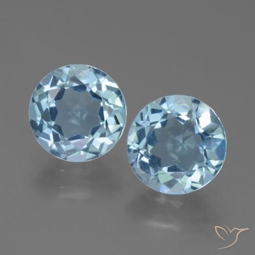 4.5 ct Sky Blue Topaz, 8 mm Round Cut From Brazil, Photo A