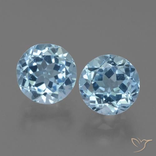 4.79 ct Sky Blue Topaz, 8.1 mm Round Cut From Brazil, Photo A