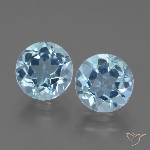 4.41 ct Sky Blue Topaz, 8.2 mm Round Cut From Brazil, Photo A