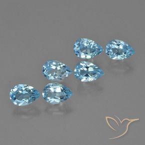3.53 ctw Blue Topaz Stones, Natural Topaz in Pear Facet Shape for Sale