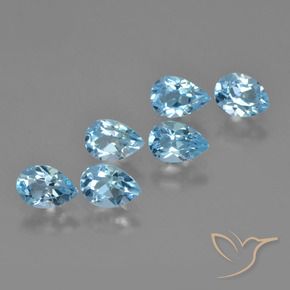 3.53 ctw Blue Topaz Stones, Natural Topaz in Pear Facet Shape for Sale