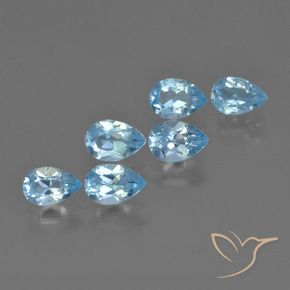 3.15 ctw Blue Topaz Stones, Natural Topaz in Pear Facet Shape for Sale