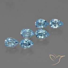 3.58 ctw Blue Topaz Stones, Natural Topaz in Pear Facet Shape for Sale