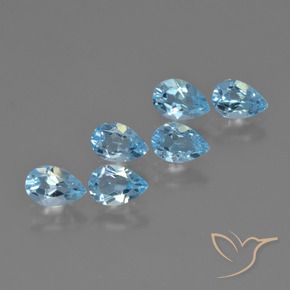 2.93 ctw Blue Topaz Stones, Natural Topaz in Pear Facet Shape for Sale